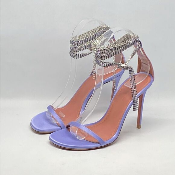 Amina Muaddi Giorgia Crystal-Embellished Satin Sandals size 36 - Picture 9 of 16